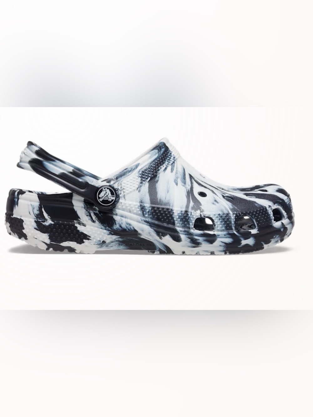 CROCS Kids Classic Clog in Black & White Marble Swirl